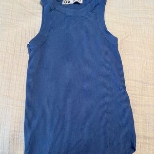 Zara Azure Ribbed Knit Top